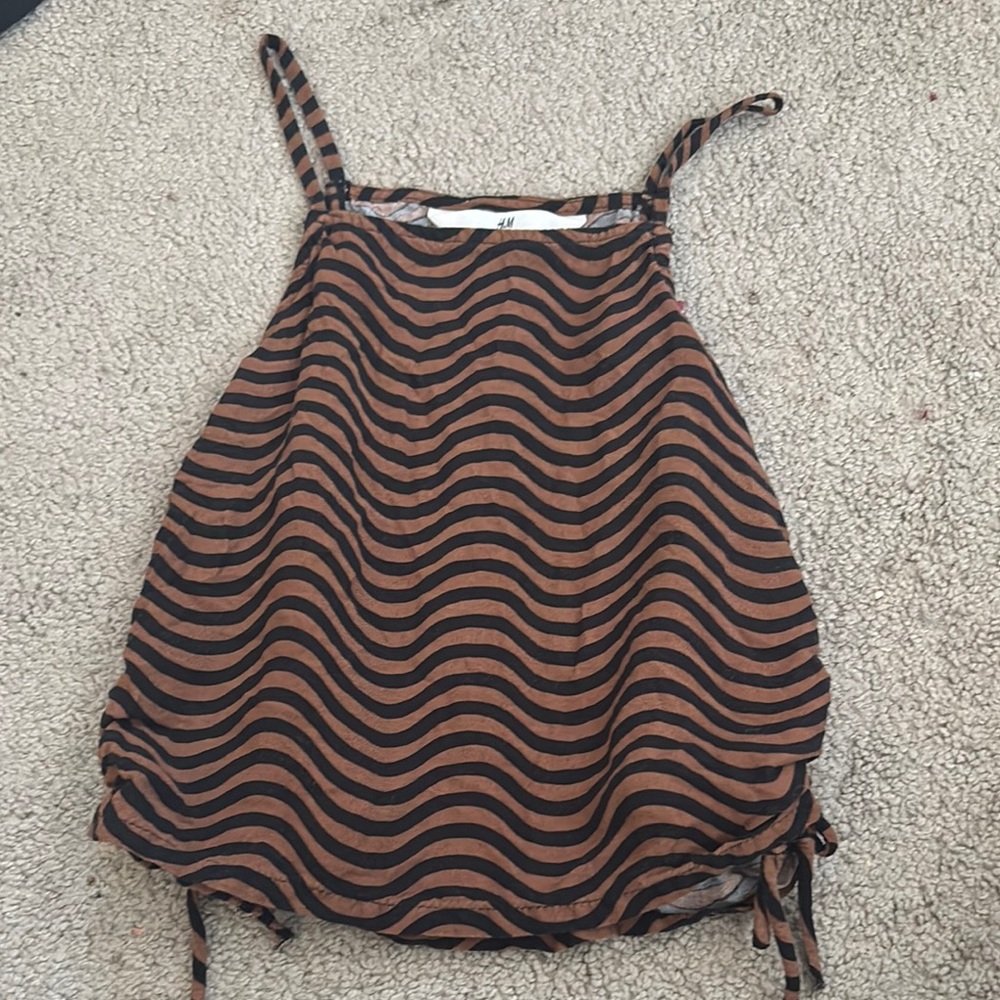 H&M Brown and Tan Ruched Camisole Tank Top